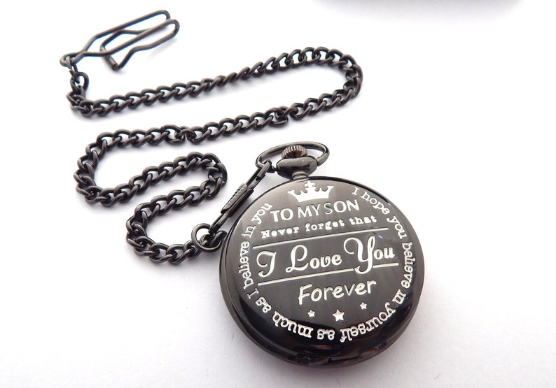 Engraved POCKET WATCH to My Son Gift Groom Wedding Favor Time Etsy