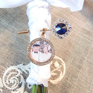 Bridal Bouquet Memorial Charm Something Blue for Bride Wedding Photo Charm Unique Gift from Groom-White Wedding Tradition Old Charm-Sixpence 画像 2