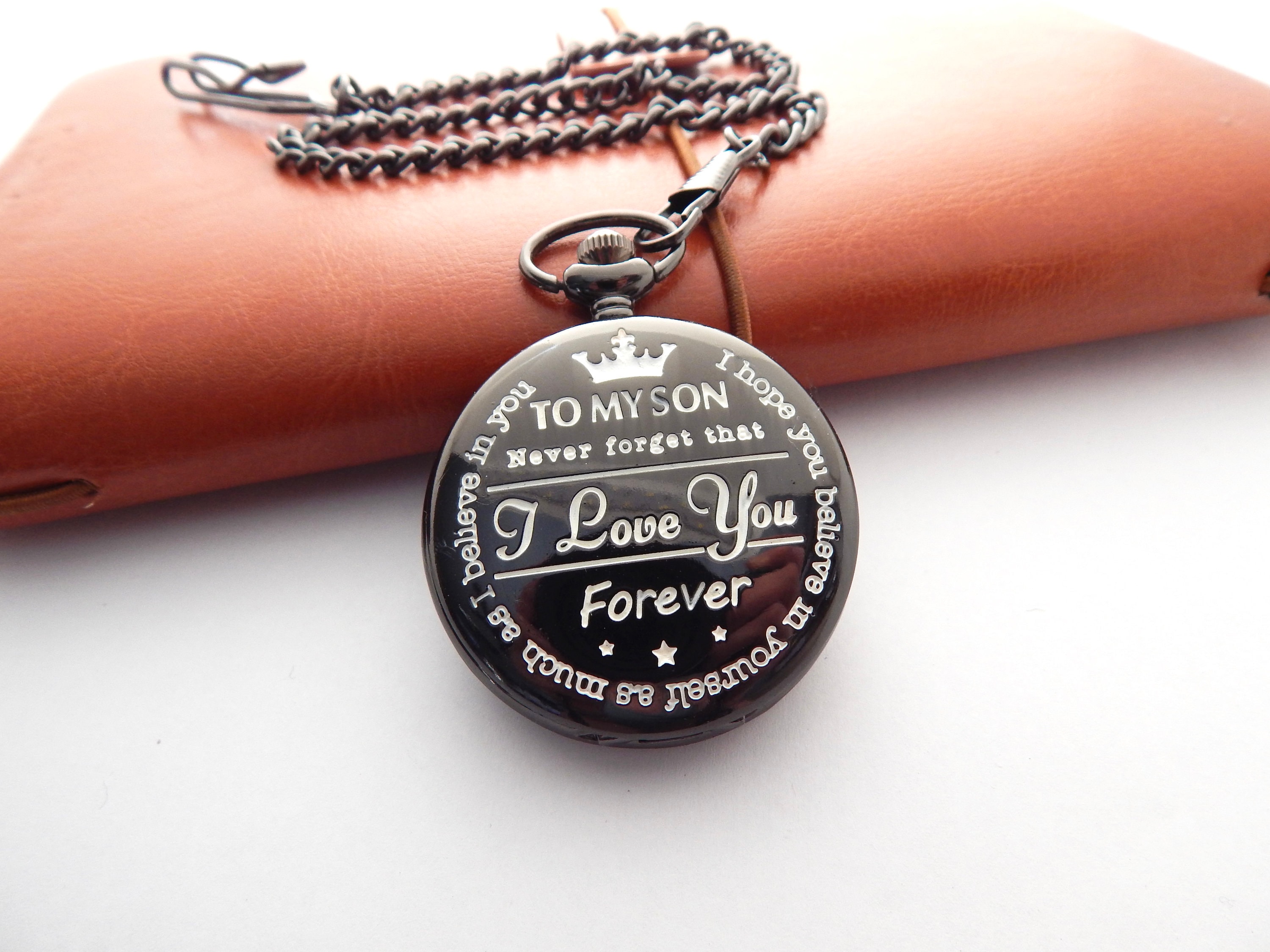 Engraved POCKET WATCH To My Son gift Groom Wedding Favor Time Etsy