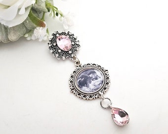 Bouquet Charm Memorial Photo Pin-Something Pink for Bride Silver Bouquet Charm BRIDAL Bouquet Picture Lace Bouquet Memory Charm Scarf Pin