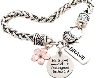 Inspirational Christian Jewelry for Women Joshua 1:9 Be Strong and Courageous Bible Verse Bracelet Scripture Encouragement