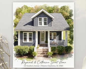 Custom Watercolor House Portrait, Personalized Home Painting, Housewarming Gift, Our First Home Sign, Realtor Closing Gift