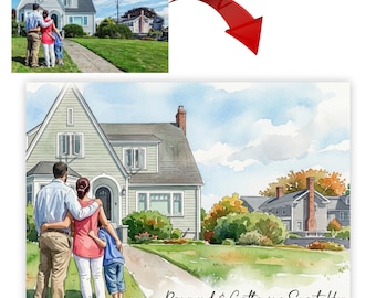 Custom Home Watercolor Portrait, Personalized Gift, Housewarming Mother Father Gift,Hand-Painted House Illustration,First Home & wall Decor