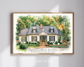 Custom Home Watercolor Portrait | Personalized House Painting | First Home Gift & Housewarming Wall Art |Custom House ,mother father gift