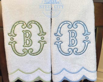 Embroidered Applique Scalloped Hand Towel