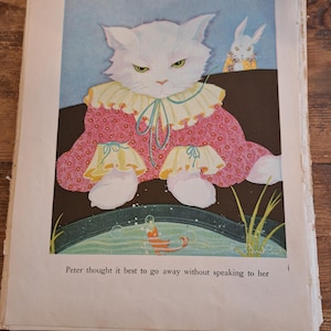 1943 Peter Rabbit Book Plates – Large Fern Bisel Peat Art Deco Illustrations, Nursery Decor