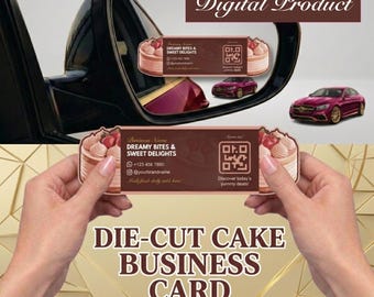 カスタム折りたたみ式ケーキ名刺｜ベーカリー向けQRコードテンプレート（デジタル商品）