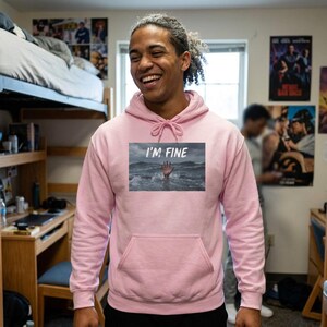 I'm Fine wave graphic Hoodie | ocean storm typography