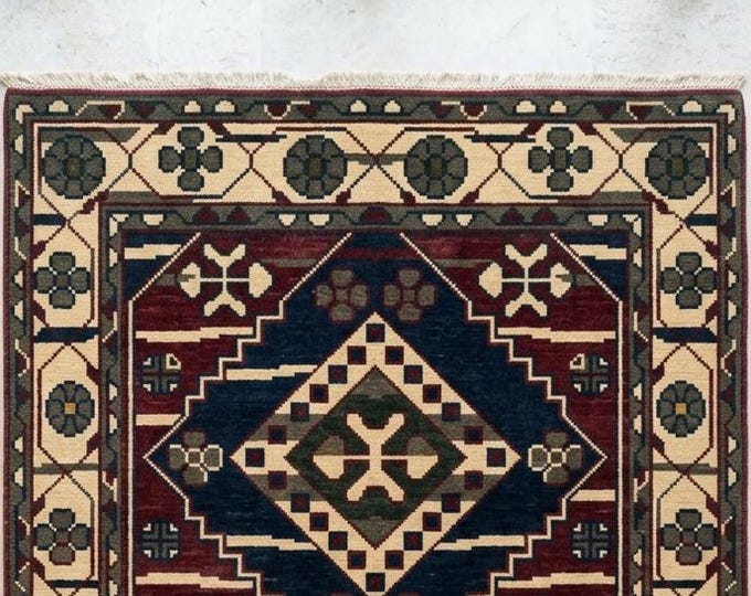 Featured listing image: luxury floor plans.   Hand-Knotted Indian Wool Rug – Traditional Geometric Medallion Luxury Carpet