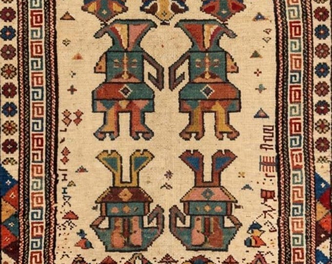 Featured listing image: Hand-Knotted Indian Wool Rug | Traditional Tribal Art Carpet