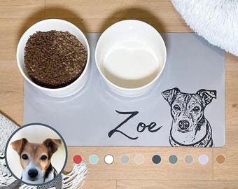 Custom Pet Portrait Feeding Mat, Personalized Non-Slip Pet Placemat