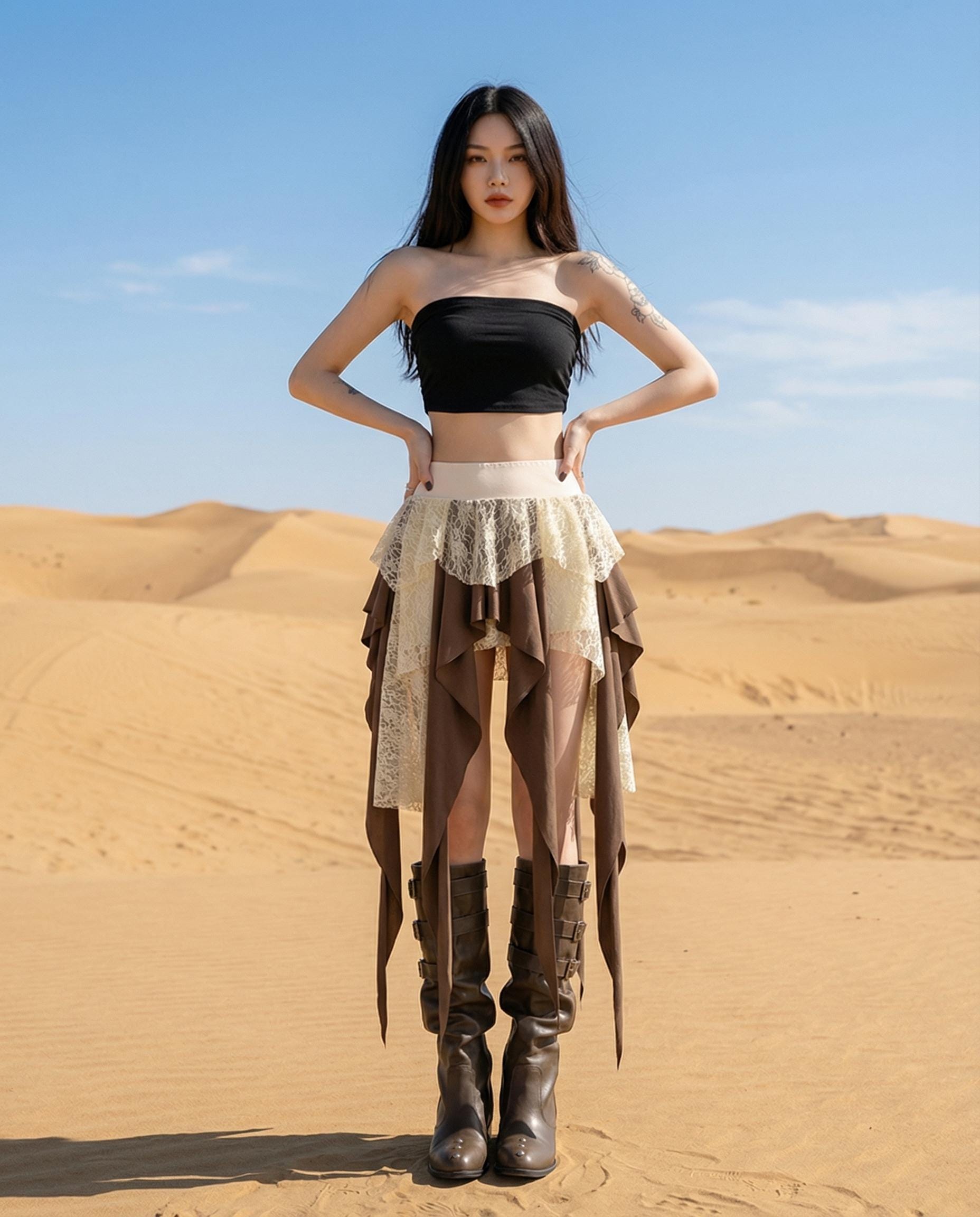 brown dress festival Fossil Mesh Baby Tee Maxi Dress – Freedom Rave Wear main image 1
