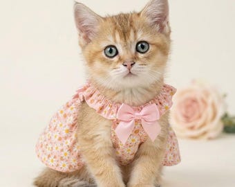 Vestito floreale rosa per gatti e cani di piccola taglia, abito estivo da principessa