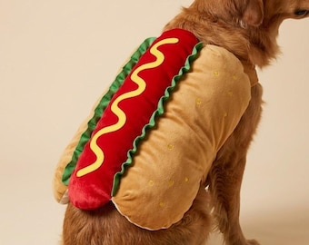 Hot Dog Pet Costume for Dogs and Cats – Fleece Sausage Outfit for Winter Wear