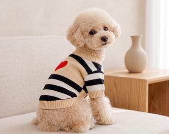 Bear Pattern Dog Sweater-Cotton Pet Cardigan for Small Medium Dogs-Puppy Cat Outfit-Cozy All Season Cute Coat-Warm Knit Soft Sweater