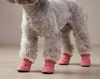 Plush Dog Snow Boots: Warm, Non-Slip Paw Protectors for Small Medium Pets
