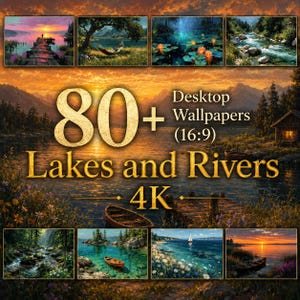 Desktop Wallpaper Bundle Lakes Rivers 4K  | Nature PC Monitor Backgrounds (16:9)