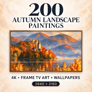 200 Autumn Landscape Paintings, 4K Frame TV Art and Desktop Wallpapers, Fall Nature Digital Art Bundle, 16:9 TV Wall Art