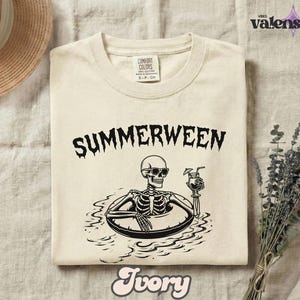 Summerween Comfort Colors® Shirt, Spooky Skeleton Graphic Beach Outfit