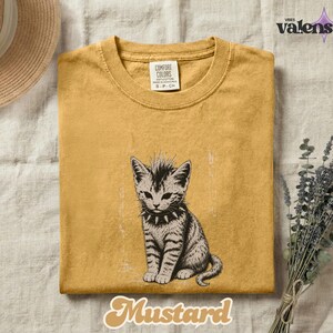 Vintage Punk Kitten Comfort Colors® Shirt, Edgy Mohawk Cat Tee, Spiked Collar Goth Cat Lover Outfit bild 13