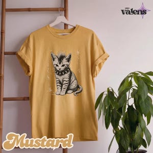 Vintage Punk Kitten Comfort Colors® Shirt, Edgy Mohawk Cat Tee, Spiked Collar Goth Cat Lover Outfit bild 14