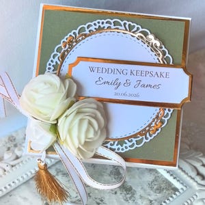 Tarjeta de boda explosiva verde salvia, regalo de boda personalizado, caja de regalo para dinero, recuerdo de boda hecho a mano, regalo personalizado para parejas.