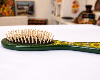 Hårborste i trä, handmålade håraccessoarer, unik present till kvinnor