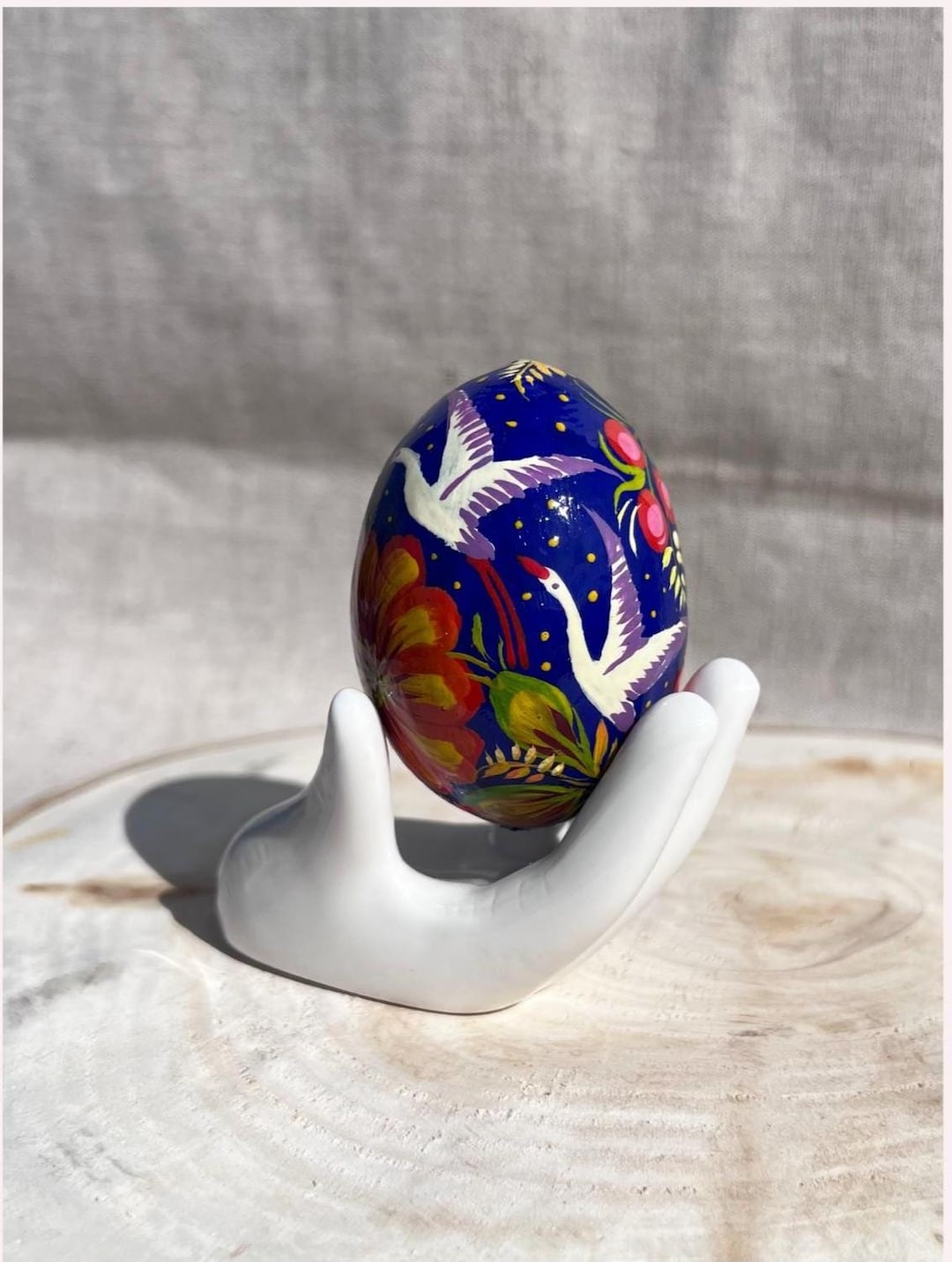 Wooden Easter Egg, Unique Hand Painted Folk Art, Ukrainian Petrykivka ...