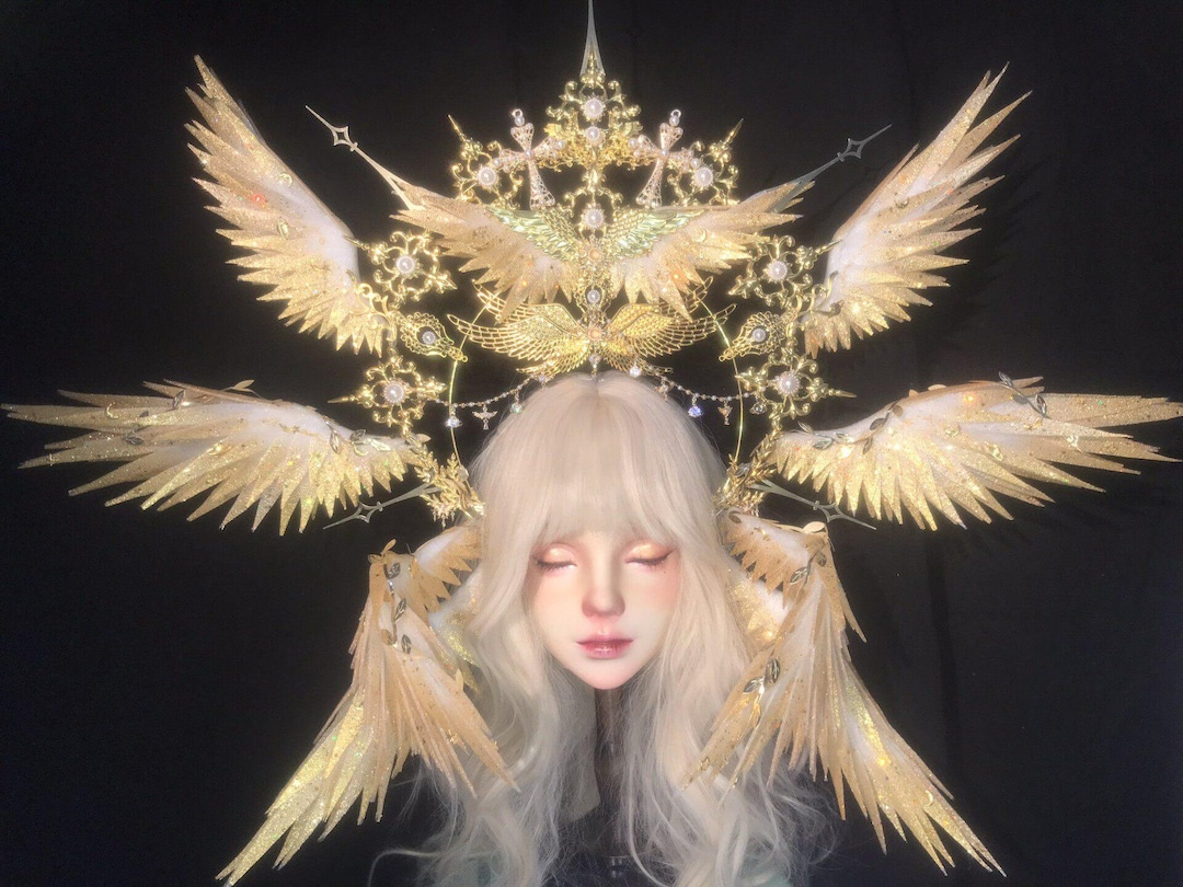 Golden Angel Wing Crown Headpiece, Baroque Celestial Halo Headband - Etsy Croatia