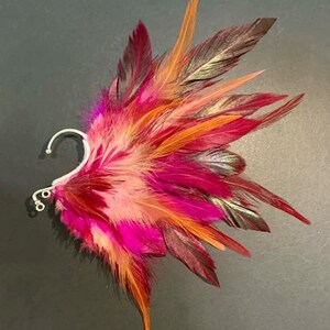 Feather ear cuff, pierceless earring, festival wedding hair feather, natural rooster feathers 16
