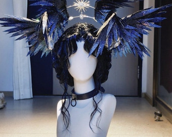 Black Angel Headpiece Dark Wings Crown Gothic Feather