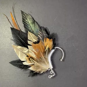 Feather ear cuff, pierceless earring, festival wedding hair feather, natural rooster feathers 13