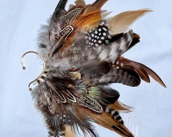 Handmade Natural Feather Ear Cuff: Boho Fairy Elf Wrap, No Piercing Required Accessory