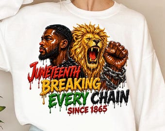 Juneteenth Afro King Lion PNG, 1865 Breaking Chains Freedom Day Design, Black History Pride Sublimation Art, Digital Download