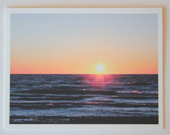 3 pack Sunset Grand Haven Michigan fine art note cards, blank greeting cards, sunset photo, photo greeting cards, Lake Michigan beach