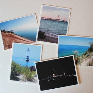 Michigan note cards,  box of 10 blank greeting cards w/envelopes, Photo greeting cards, note cards, Mackinac Bridge, Great Lakes