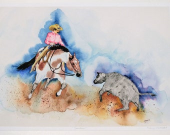 Western art, Horse art, Fine Art Print,  Horse paintings, horse art print, ranch art, signed art print, Giclee print, cowboy art, rodeo art