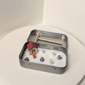 Mini Chicken Zen Garden – Tin Desk Decor With Coop, Rake - Etsy UK