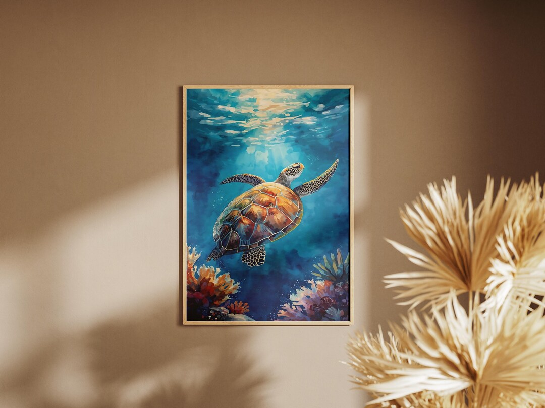 Watercolour Sea Turtle Wall Art | Ocean Animal Print | Coastal Decor ...
