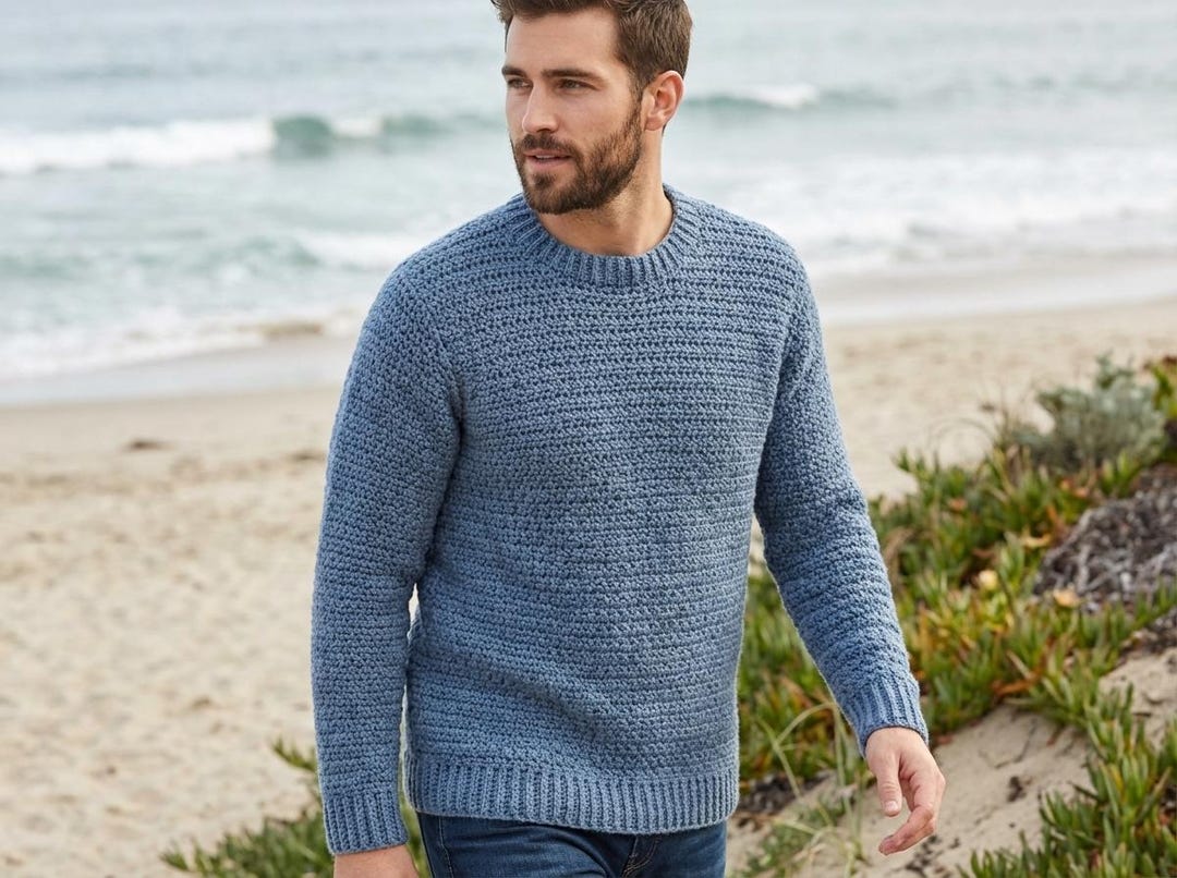 Crochet Sweater Pattern PDF, Mens Crochet Sweater, Easy Crochet ...