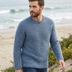 Crochet Sweater Pattern PDF, Mens Crochet Sweater, Easy Crochet Pullover, Unisex Crochet Sweater