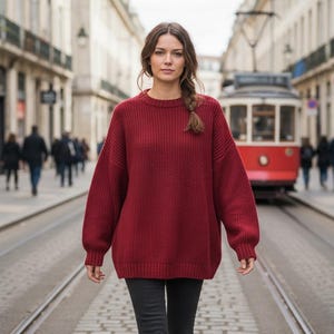 Easy Knit Sweater Pattern PDF, Beginner Knitting Sweater Pattern, Oversized Knit Pullover Pattern Women XS-5XL