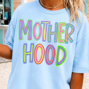Mother Hood PNG, Colorful Retro Mom PNG, Motherhood Sublimation Design, Trendy Mama PNG, Bright Neon Mom Shirt Design, Mother's Day Png