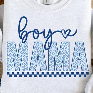 Boy Mama PNG, Boy Mom Sublimation Design, Mama Shirt PNG, Blue Leopard Print Mama, Boy Mama Shirt, Motherhood Graphic, Digital Download