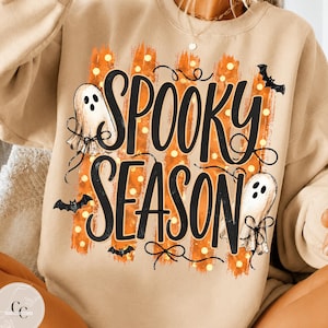 Spooky Season PNG, Halloween PNG, Ghost PNG, Coquette Halloween PNG, Orange Halloween Sublimation Design, Cute Ghost Shirt PNG, Fall PNG Download