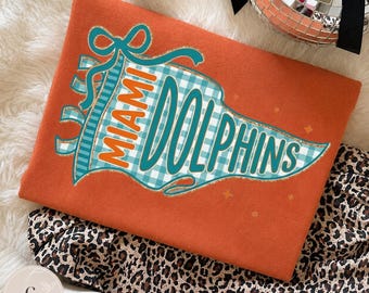 Miami Dolphins PNG, Miami Dolphins Football PNG, Dolphins Gingham Pennant PNG, Football Game Day Sublimation, Dolphins Fan Png