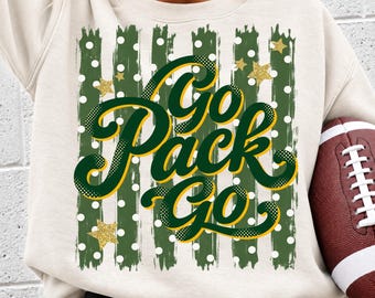 Go Pack Go PNG, Green Bay Packers PNG, Packers Football Png, Packers Fan Shirt Png, Football Game Day Png, Green Bay Football, NFL Fan