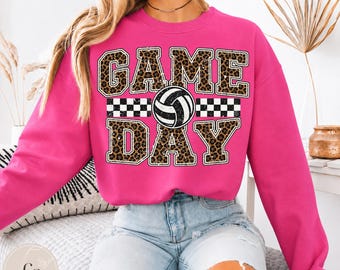 Volleyball Game Day PNG, Leopard Volleyball PNG, Game Day Shirt Design, Volleyball Mom Png, Volleyball Shirt Png, Sports Png