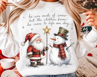 He Was Made of Snow PNG, Christmas Santa Snowman PNG, Christian Christmas PNG, Santa Snowman Sublimation, Christmas Shirt Png, Holiday Png