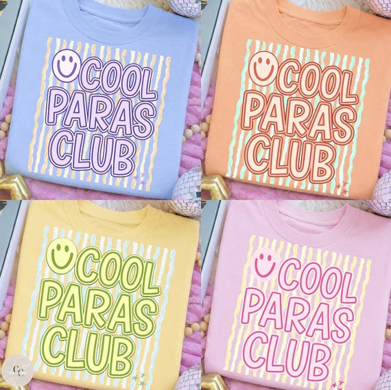 Cool Paras Club PNG Bundle, Retro Para Educator Shirt Design, School Staff Sublimation PNG, Special Education Team PNG, Trendy Teacher Png
